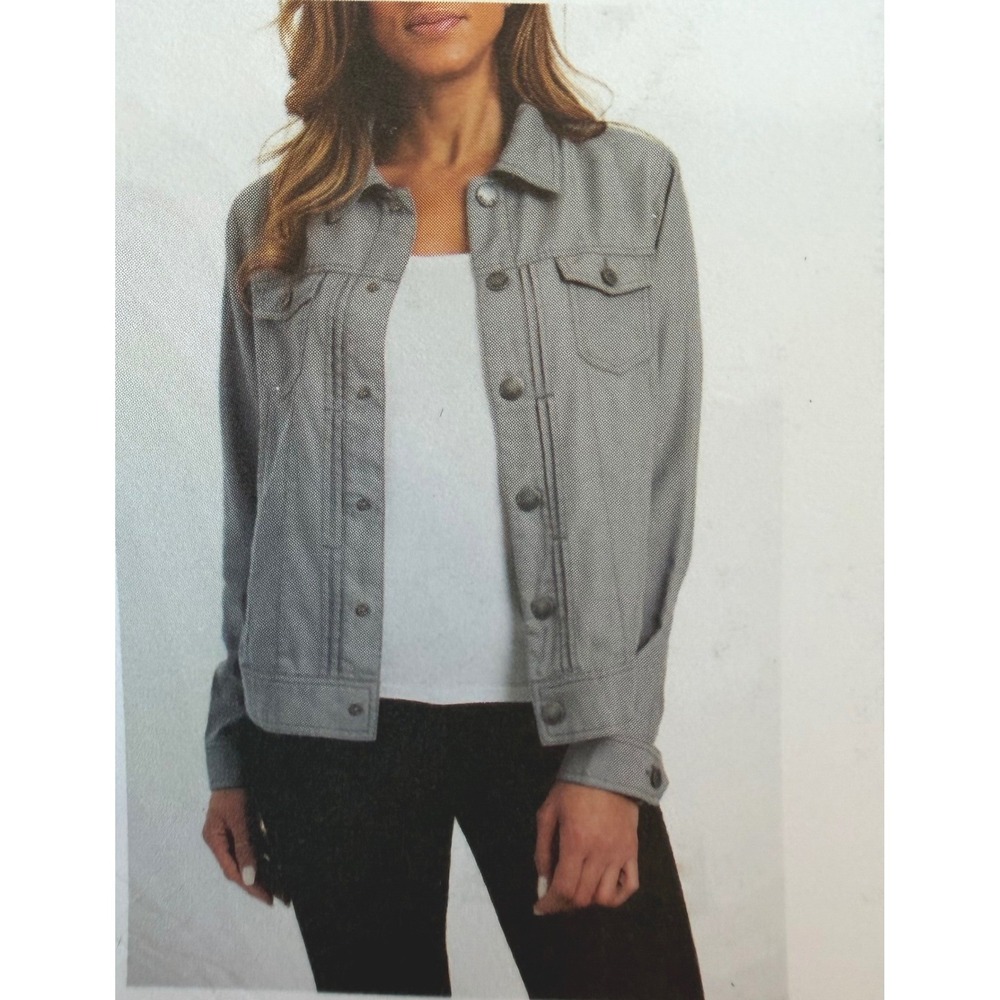 Tahari Trucker Jacket Charcoal Grey Lyocell Womens Size S NEW Casual Workwear